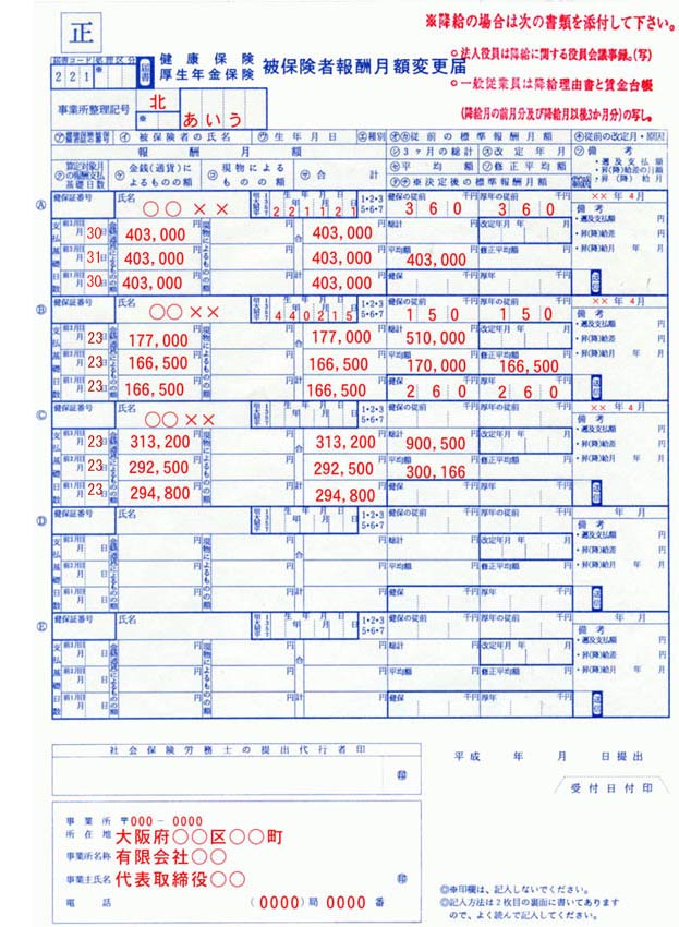 健康保険厚生年金保険被保険者報酬月額変更届