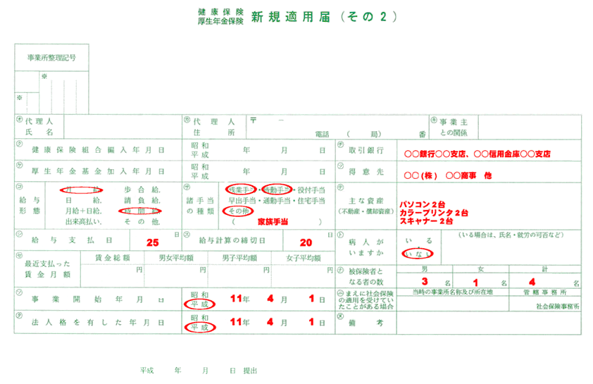 「健康保険・厚生年金保険新規適用届（その2）」