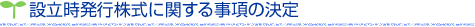 設立時発行株式に関する事項の決定