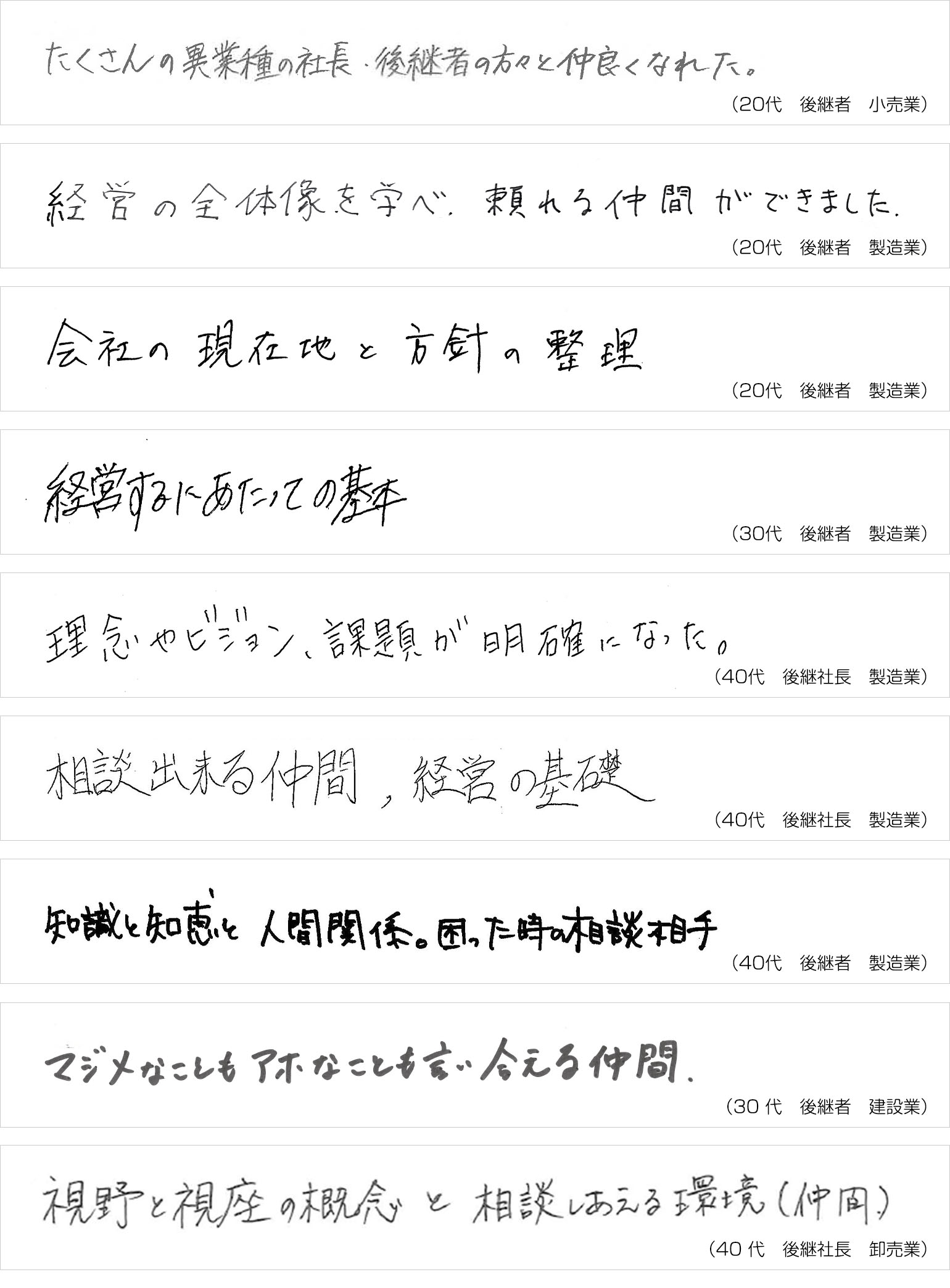 なにわあきんど塾で「得られた！」と思うもの・ことなどは何ですか？卒塾生の声